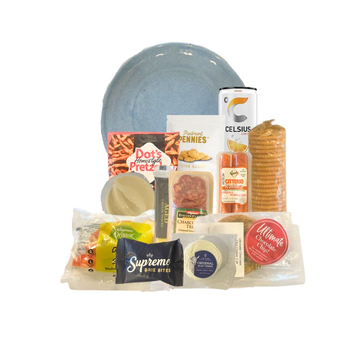 Charcuterie graze box with gluten-free and nut-free snacks, perfect for Health and Special Diets UNC care packages.