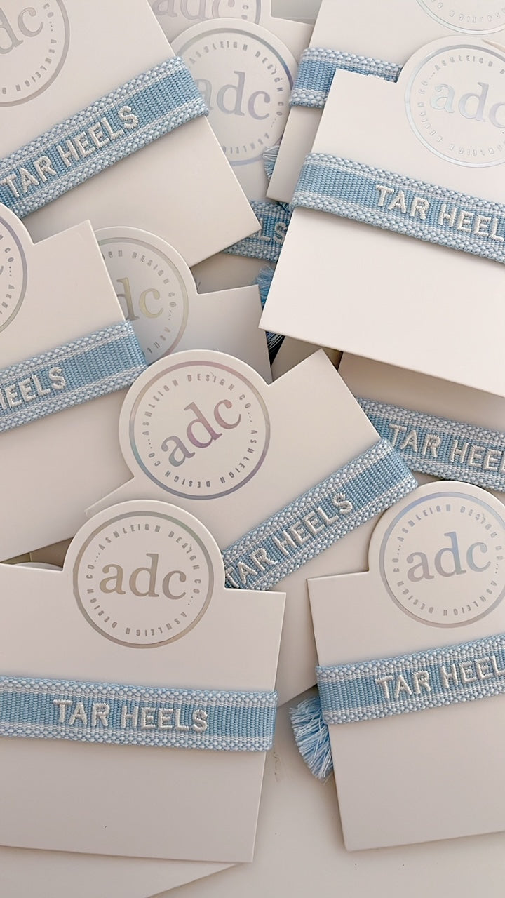 UNC Game Day Bracelet, Tar Heels Embroidered, Adjustable & Washable