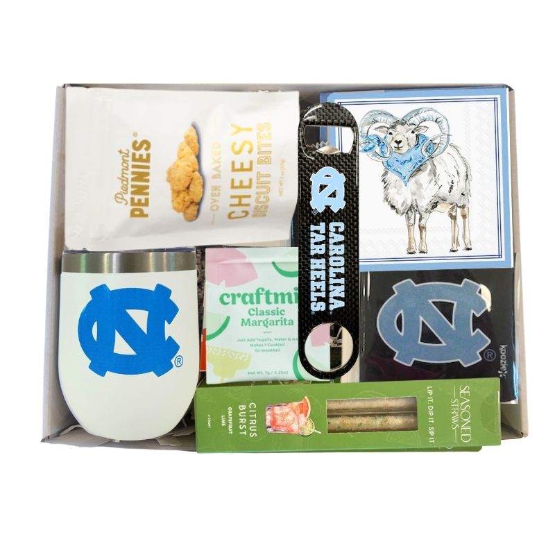 Tar Heel Happy Hour Gift Box – UNC Fan Set with Snacks & Drinkware