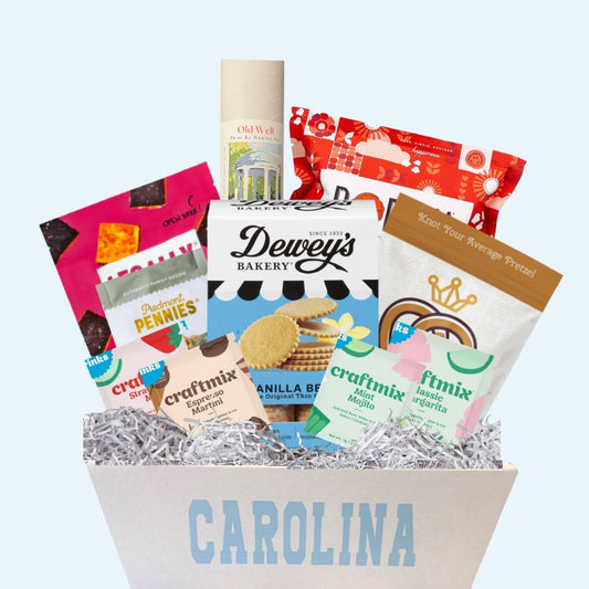UNC Chapel Hill gift basket with items for DIY dorm paint party