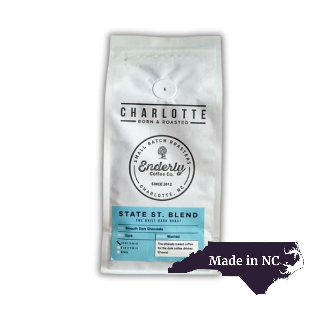 enderly coffee, made in North Carolina, sustainable, included in Tar Heel UNC Chapel Hill gift basket