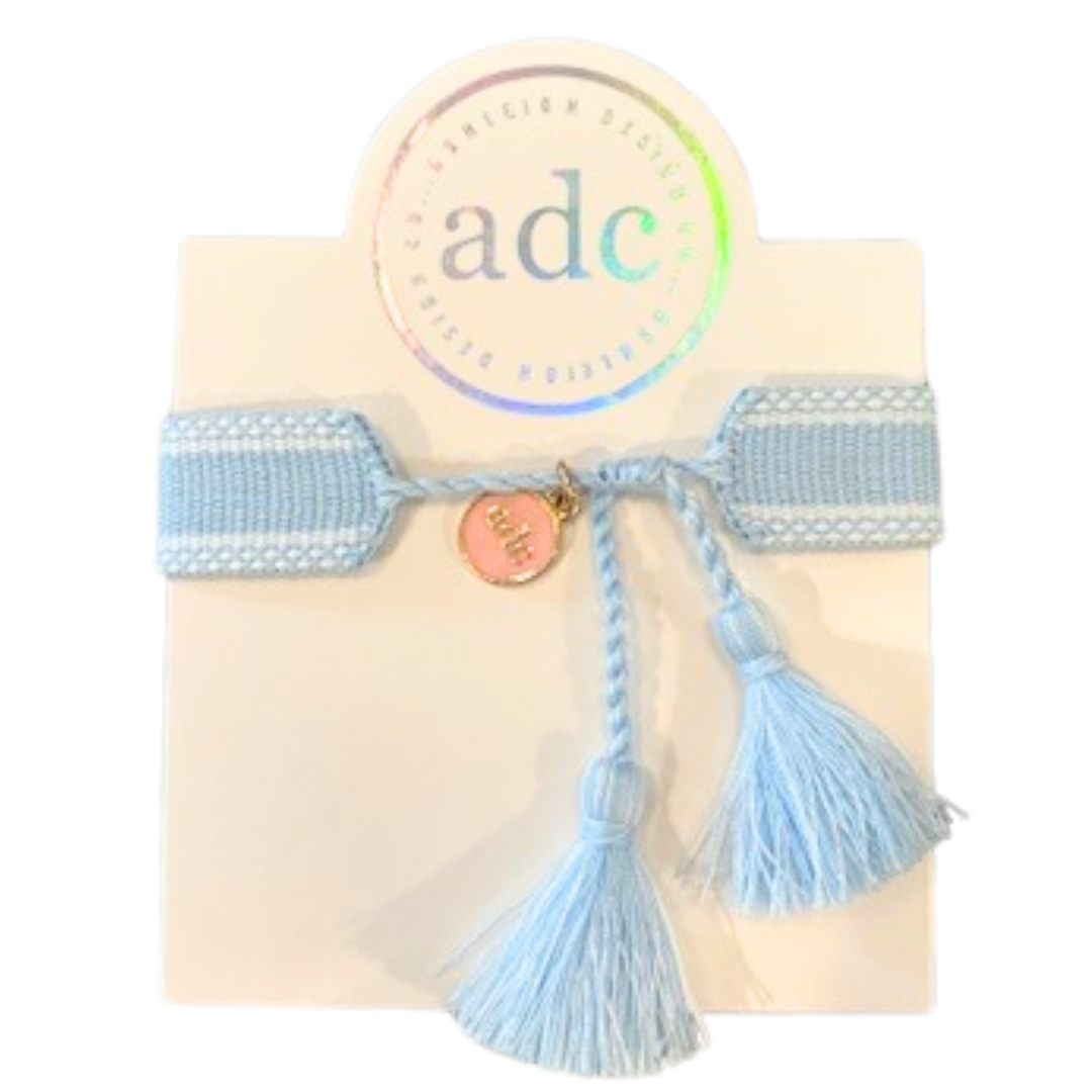 back tassels of UNC Game Day bracelet for Tar Heels