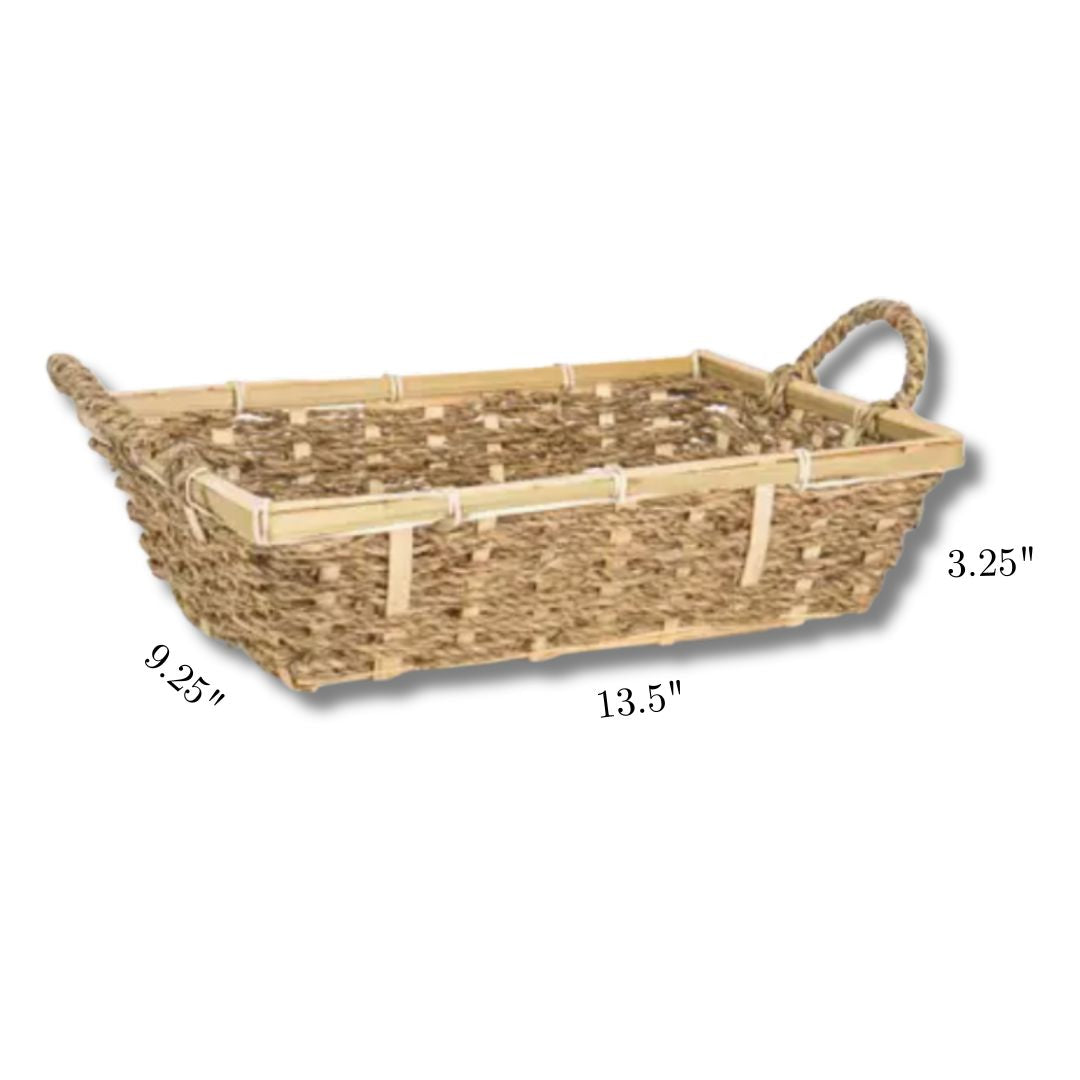 Dimensions o sea grass gift basket used for gourmet gifts from North Carolina