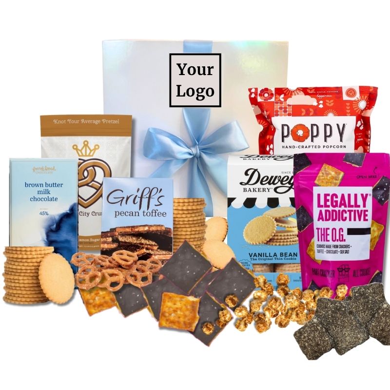 Custom branded gift box full of gourmet foods that are locally made in North Carolina