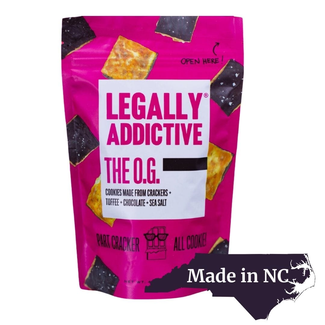 Legally Addictive cracker cookies made in Asheville NC featured in Handpicked Gifts NC gift sets