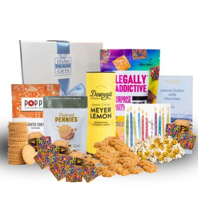 Southern gift box full of items that are made in North Carolina and festive to celebrate a birthday. what to give for a birthday