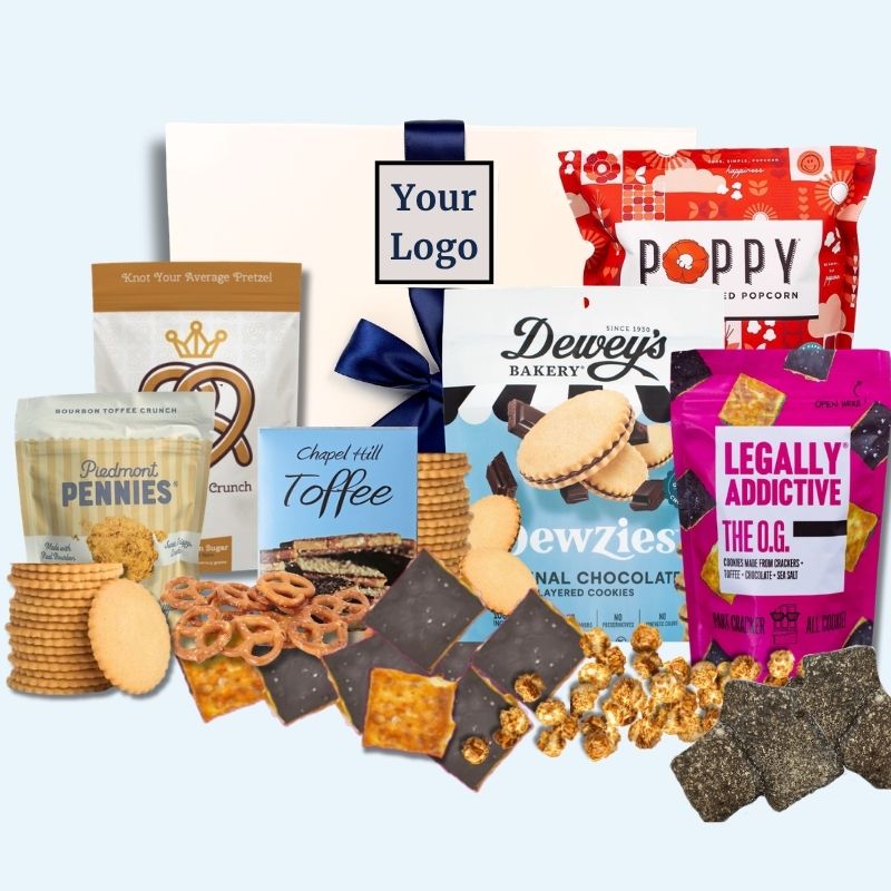 assortment of sweet gourmet treats made in north Carolina to be gifted to corporate clients and staff