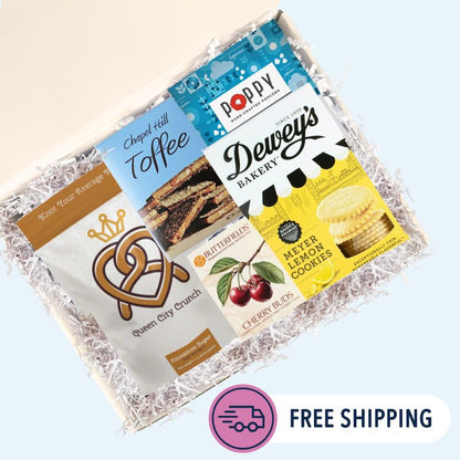 gourmet gift box full of sweet NC made gourmet food products
