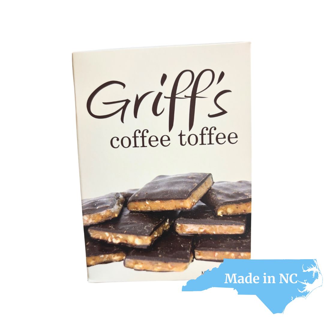 Coffee toffee made in Chapel Hill North Carolina and featured in a gluten free southern gourmet gift basket