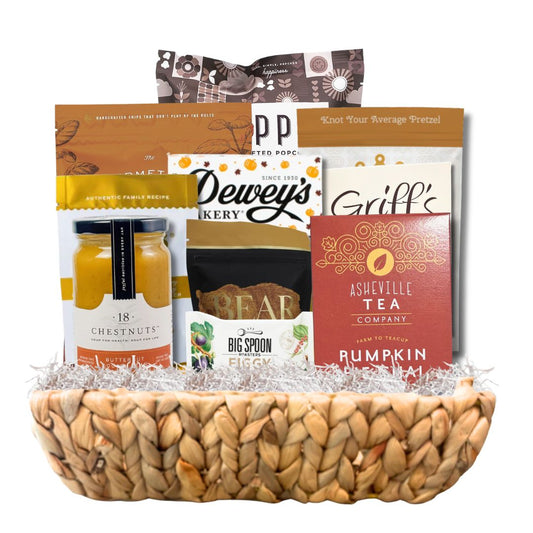 elegant gift basket full of north carolina-made gourmet food items