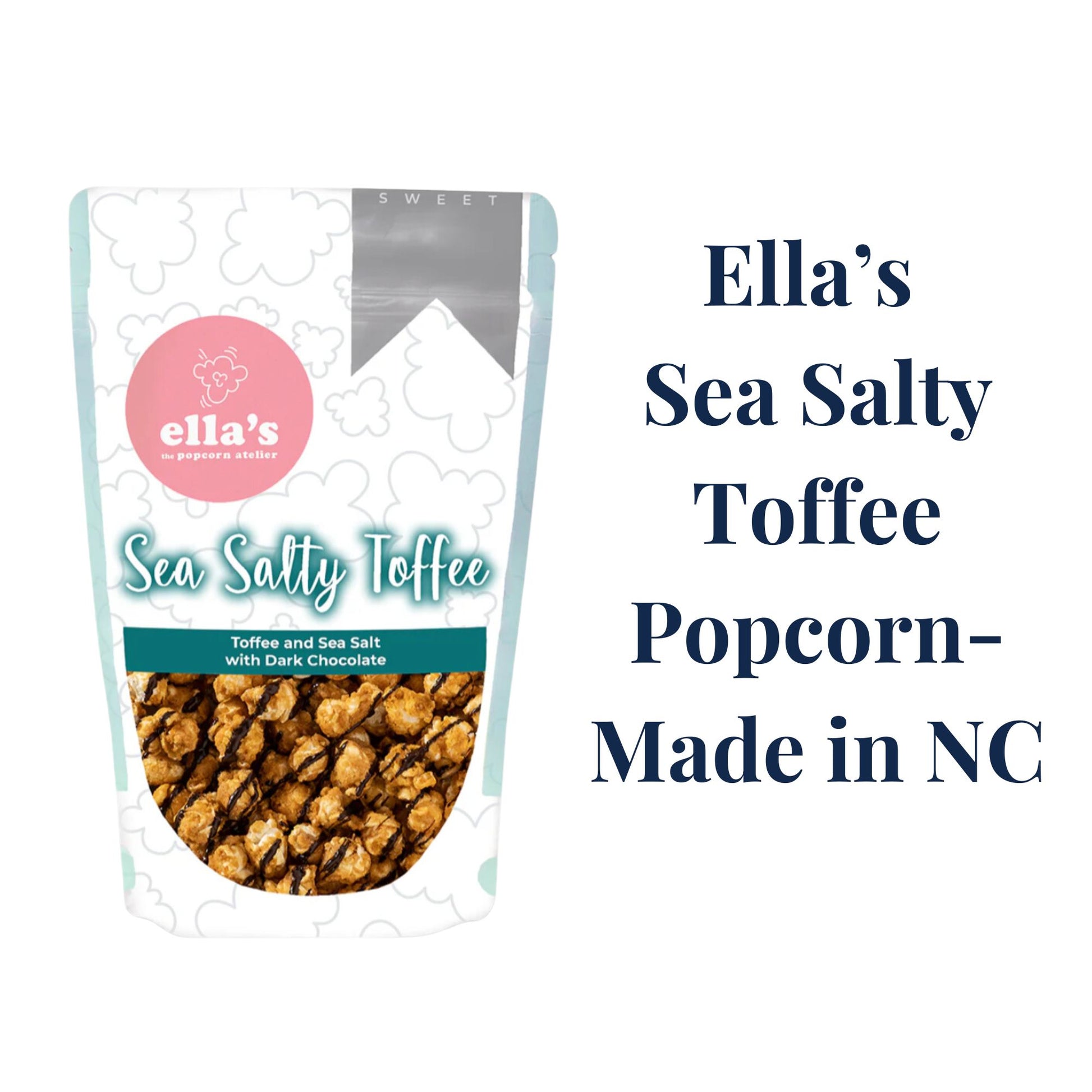 Ella sea salty toffee popcorn which is local made in North Carolina .