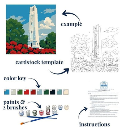NC State Bell Tower Paint by Number Kit – Relaxing Keepsake Activity, Celebrates Wolfpack Spirit