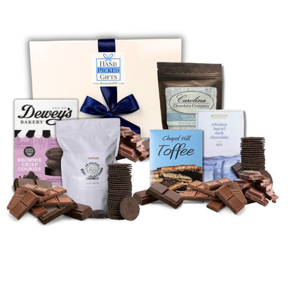North Carolina chocolate gift basket with artisan treats from Chapel Hill and Asheville chocolatiers