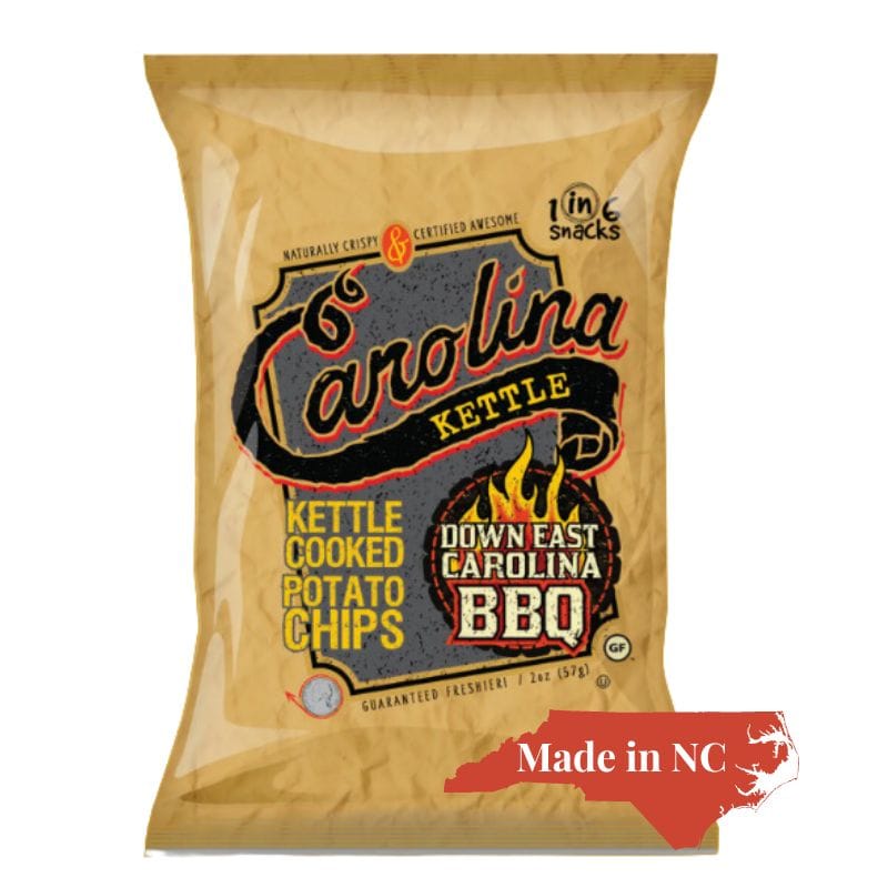 Carolina Kettle kettle chips made in Raleigh NC by 1 in 6 Snacks featured in Handpicked Gifts NC