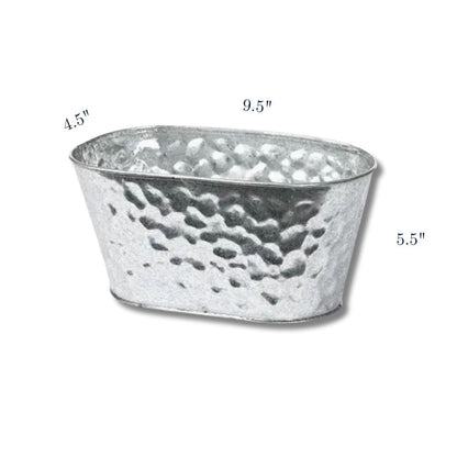 Silver metallic bowl with dimensions on a white background