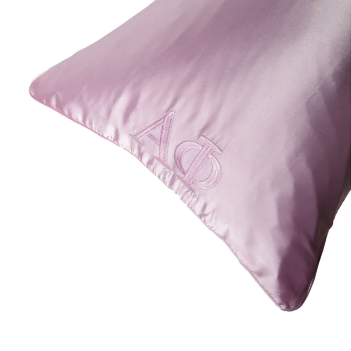 alpha phi embroidered satin pillowcase for bid day