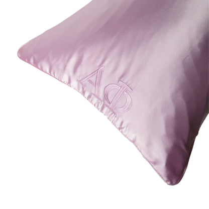 alpha phi embroidered satin pillowcase for bid day