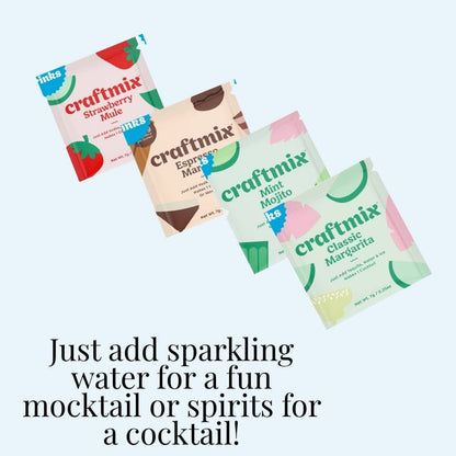 Cocktail and mocktail mix packets in UNC Chapel Hill gift baskets and student care packages