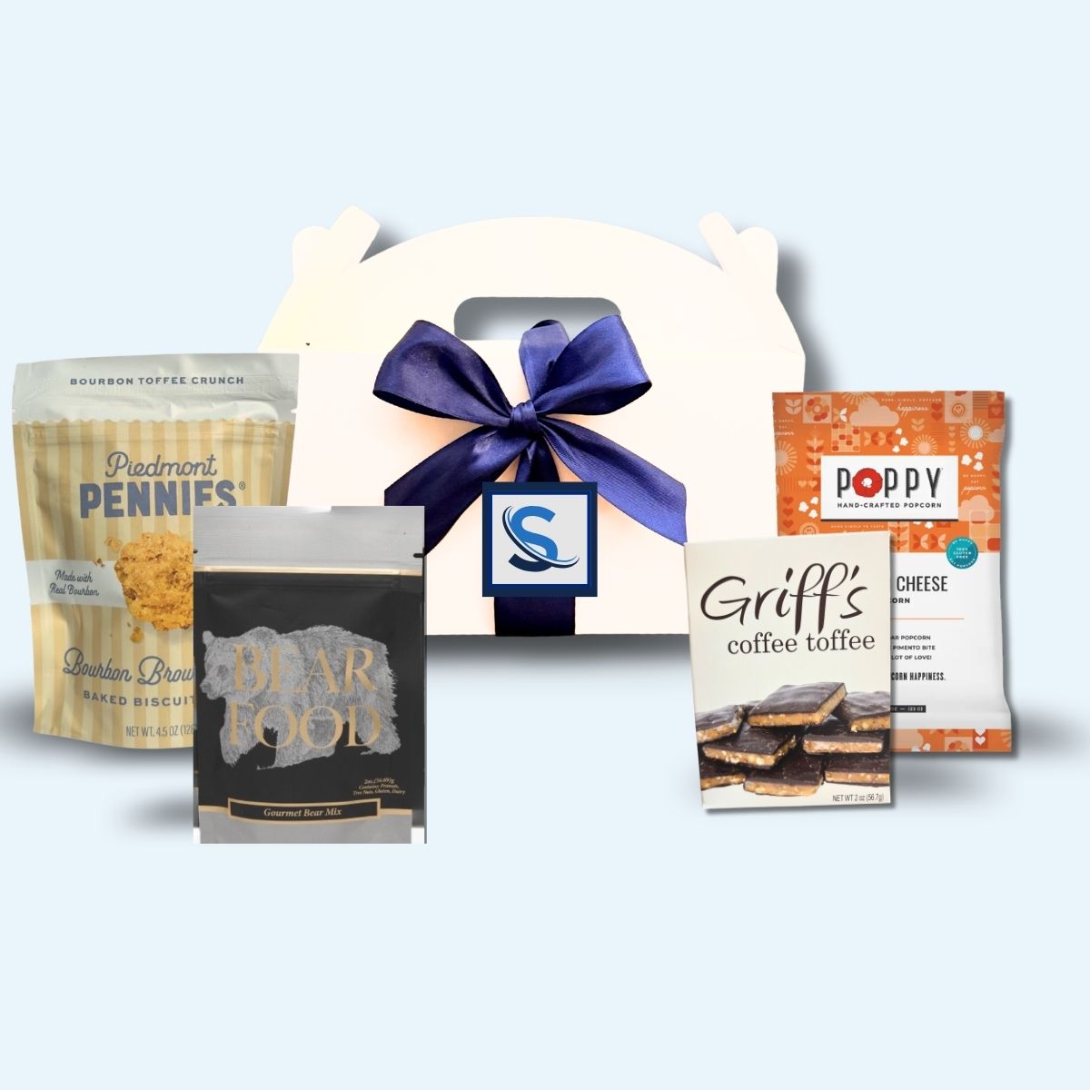 Gable box with NC-made specialty products to welcome guests to an event
