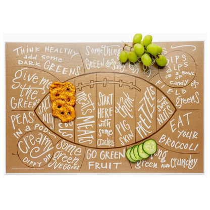Football charcuterie mat included in North Carolina game day gift basket