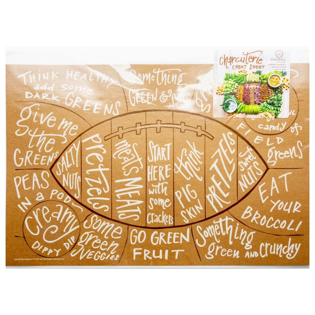 Football field charcuterie mat for game day gift baskets and tailgate parties