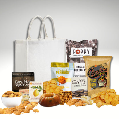 Gluten-free gift basket with North Carolina artisan treats and allergen-free gourmet snacks