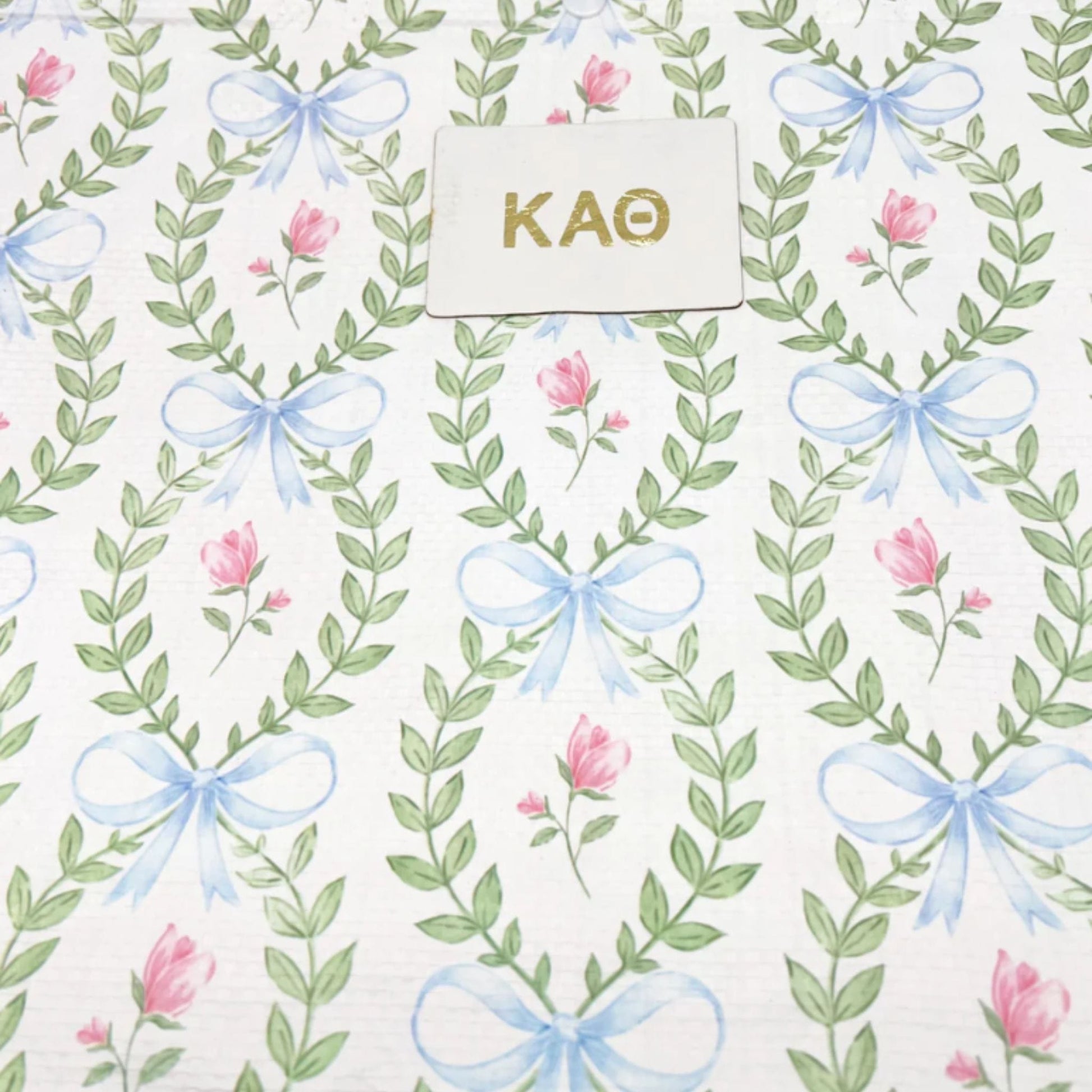 Gold Greek letters on sorority tote for UNC Chapel Hill students and bid day gifts