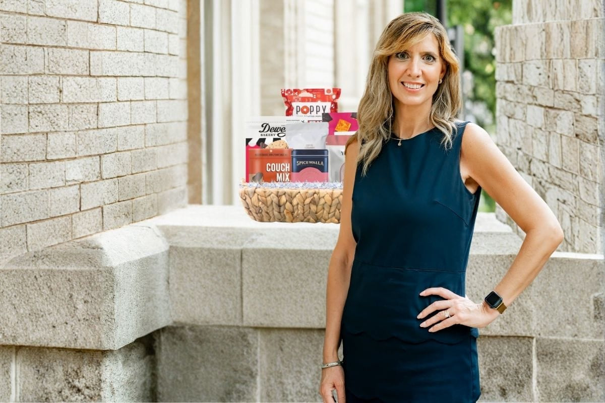 Handpicked NC owner with North Carolina artisan gift basket in Chapel Hill