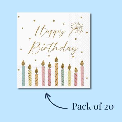  Pack of 20 Happy Birthday cocktail napkins included in the birthday gift box