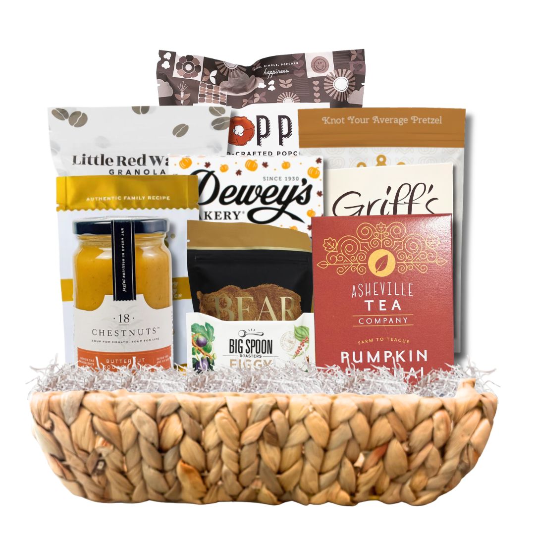 elegant gift basket full of north carolina-made gourmet food items