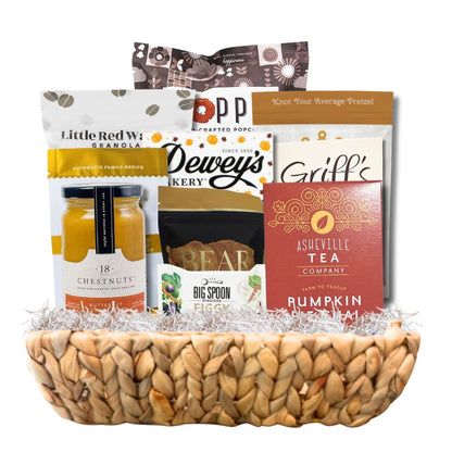 elegant gift basket full of north carolina-made gourmet food items
