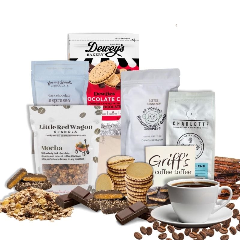 North Carolina coffee and chocolate corporate gift box with small-batch Carolina producer products