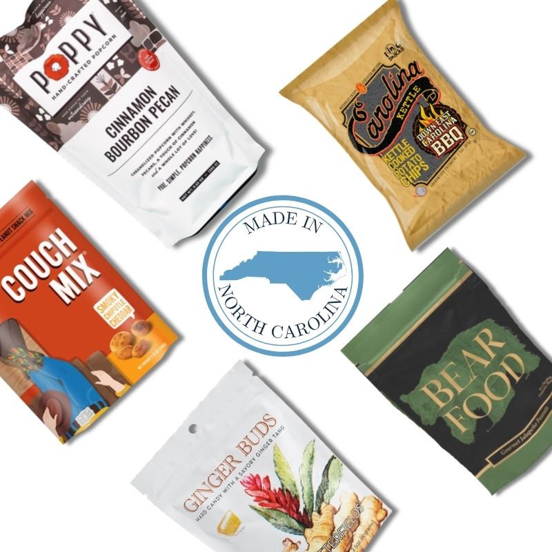 Flat Lay of contents of locally made spicy products from North Carolina
