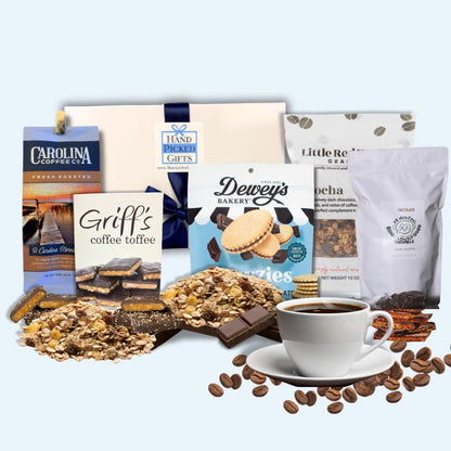 Gourmet Gift box filled with chocolate and coffee specialty foods from NC