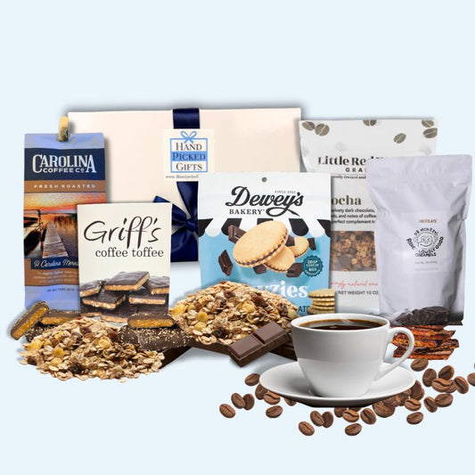 Gourmet Gift box filled with chocolate and coffee specialty foods from NC