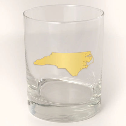 North Carolina Old Fashioned glass with 22k gold silhouette from Chapel Hill candle