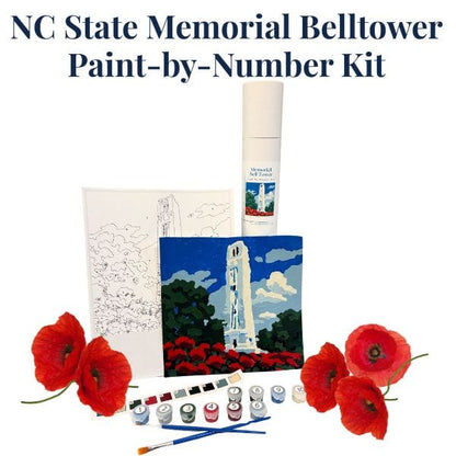 NC State Wolfpack paint kit contents with canvas, paints, and brushes for alumni gifts