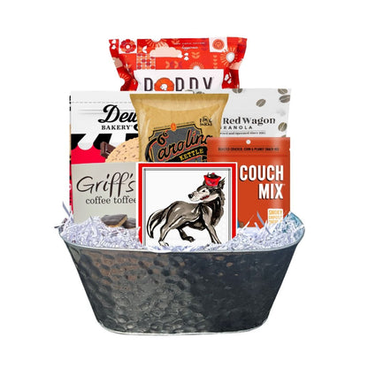 NC State gift basket with North Carolina artisan snacks for Wolfpack alumni and fans