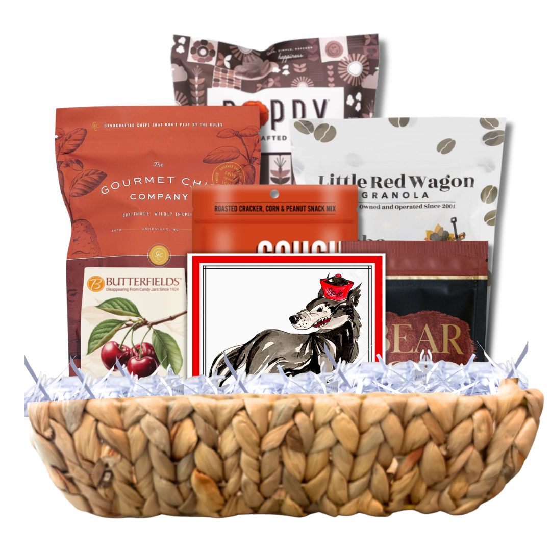 NC State gift basket with North Carolina artisan snacks for Wolfpack alumni and fans