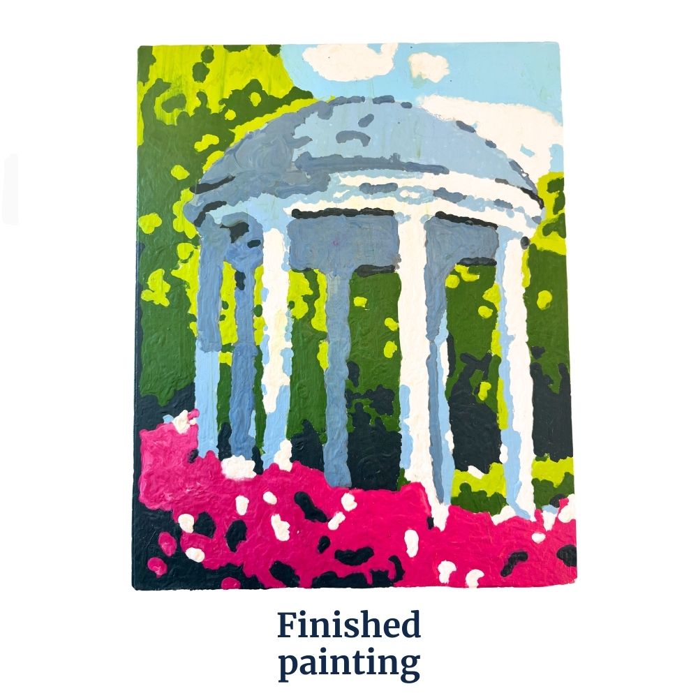 Painting of Old Well from DIY paint by number kit created by a local UNC gift shop