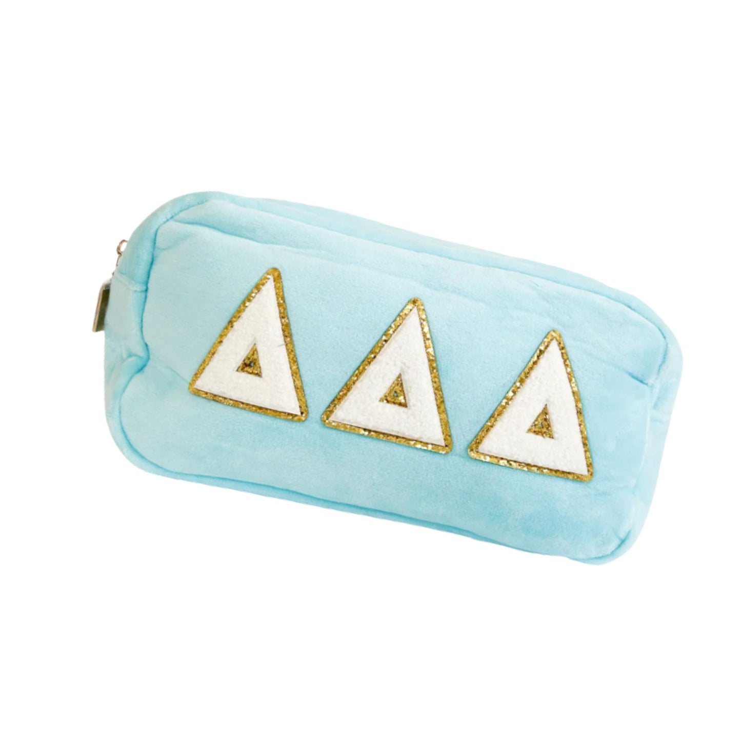 Sorority chenille makeup bag with Greek letters for UNC Chapel Hill students