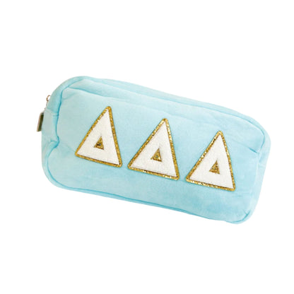 Sorority chenille makeup bag with Greek letters for UNC Chapel Hill students