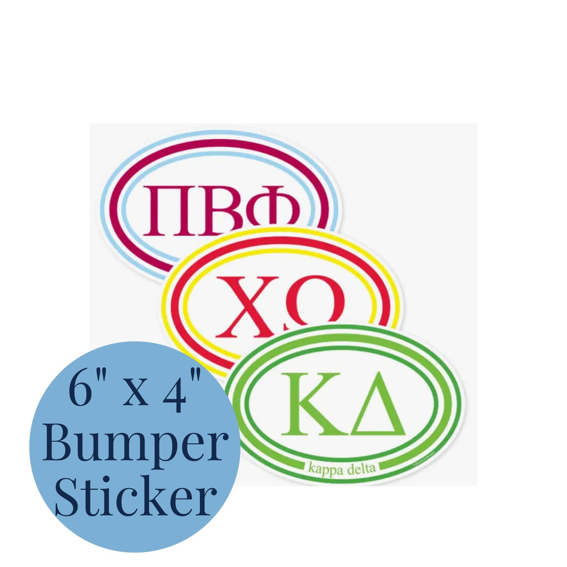Sorority Greek letter oval stickers for UNC Chapel Hill students and car decals