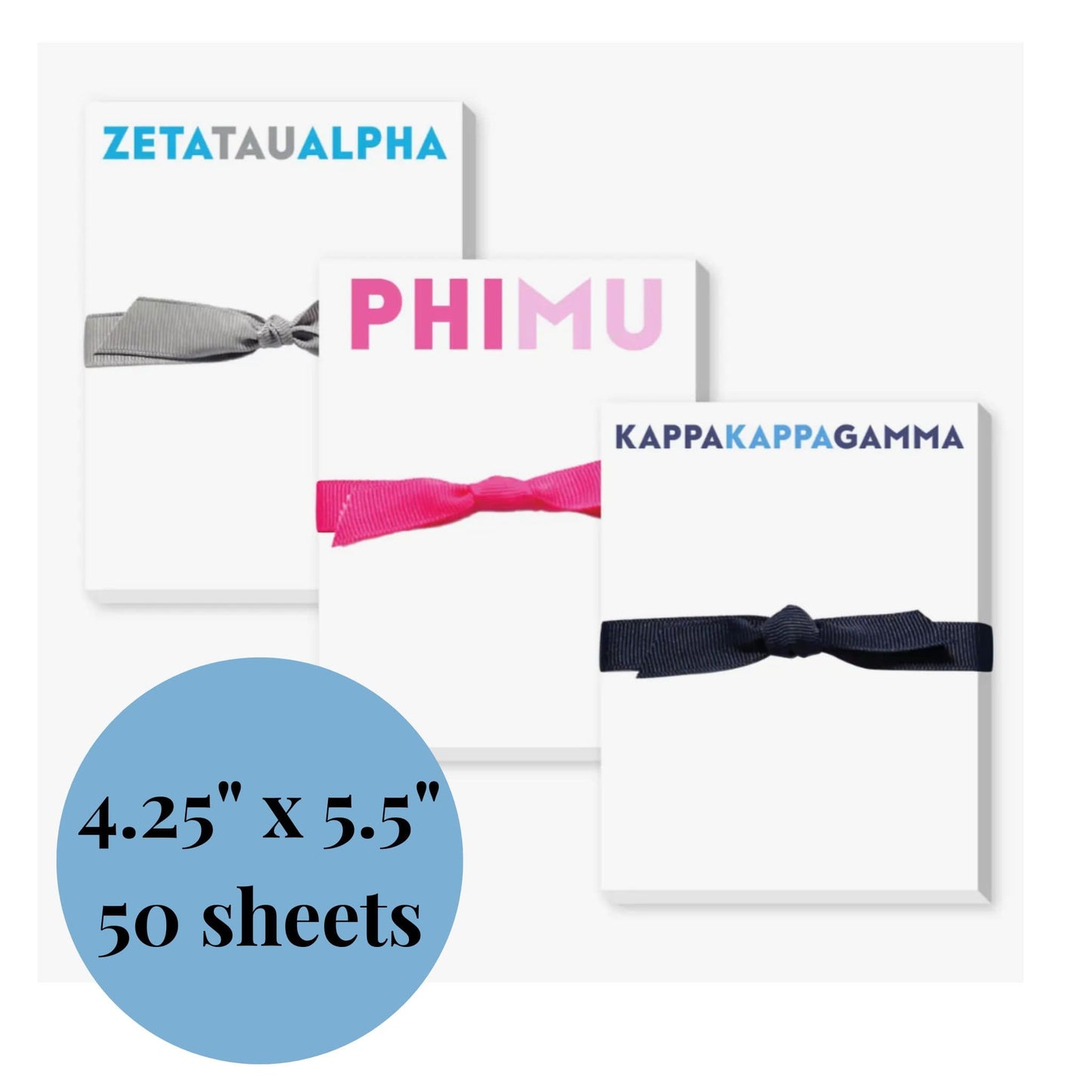 Sorority notepad with Greek letters for UNC Chapel Hill students and class notes