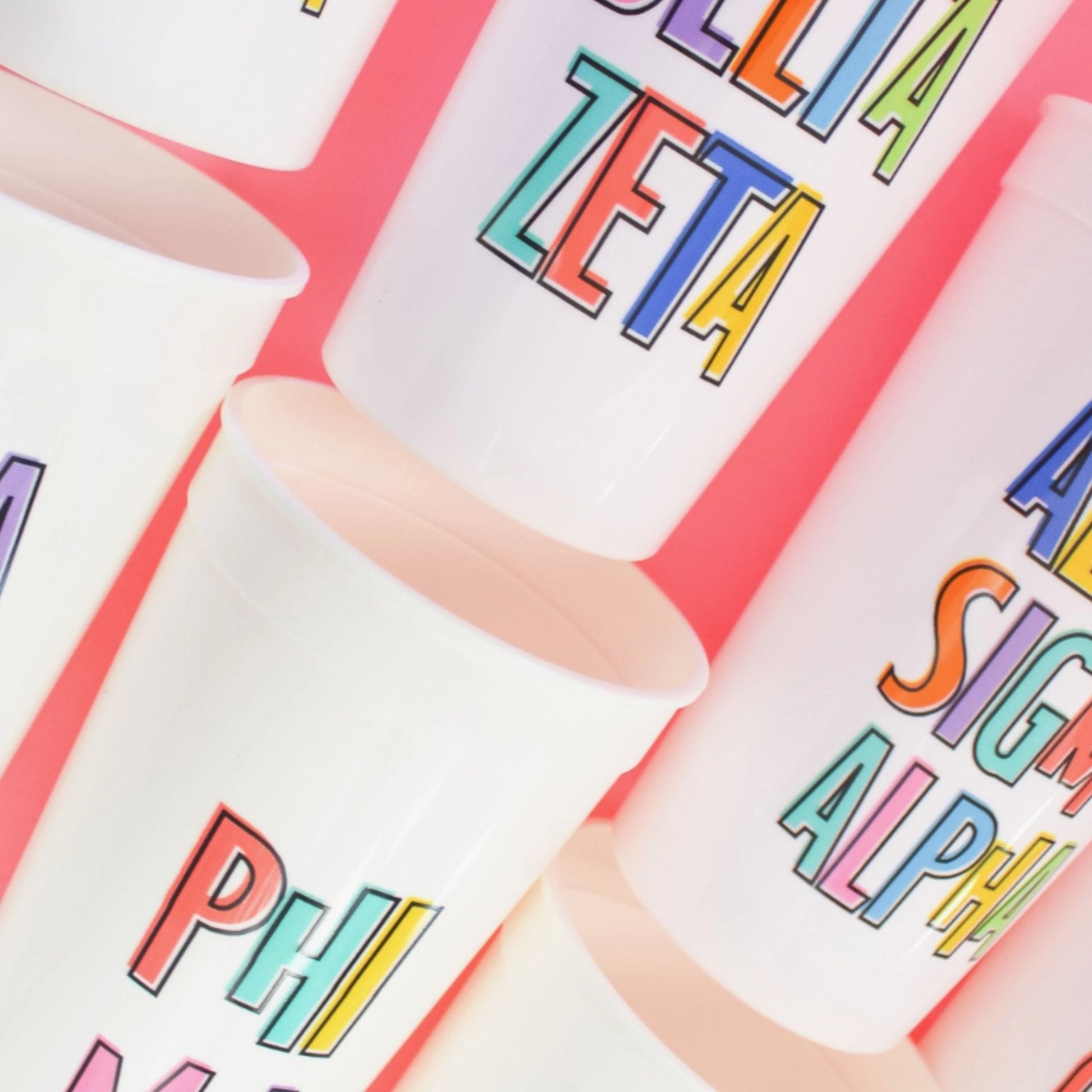 Sorority stadium cups with Greek letters for UNC Chapel Hill students and bid day gifts