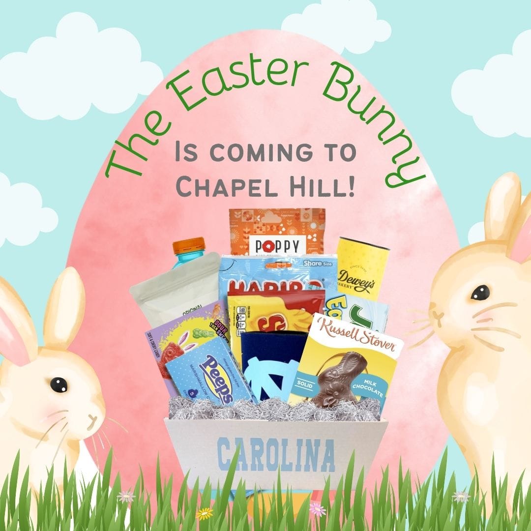Easter gift basket for UNC Chapel Hill students with locally made North Carolina artisan products