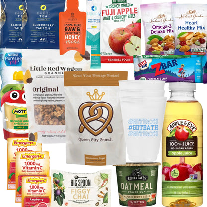  UNC wellness care package contents with granola, trail mix, and healthy snacks for Tar Heels students

